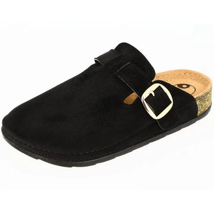 Sabot Femme en Velours avec Boucle – Noir