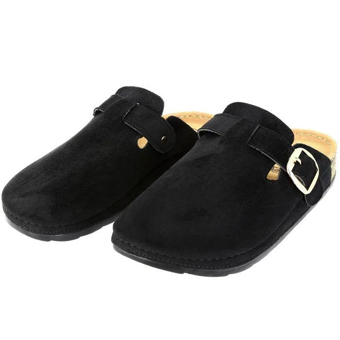 Sabot Femme en Velours avec Boucle – Noir