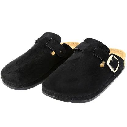 Sabot Femme en Velours avec Boucle – Noir