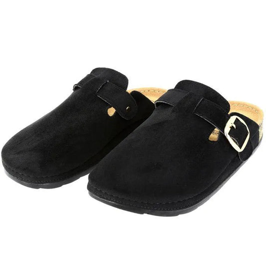 Sabot Femme en Velours avec Boucle – Noir